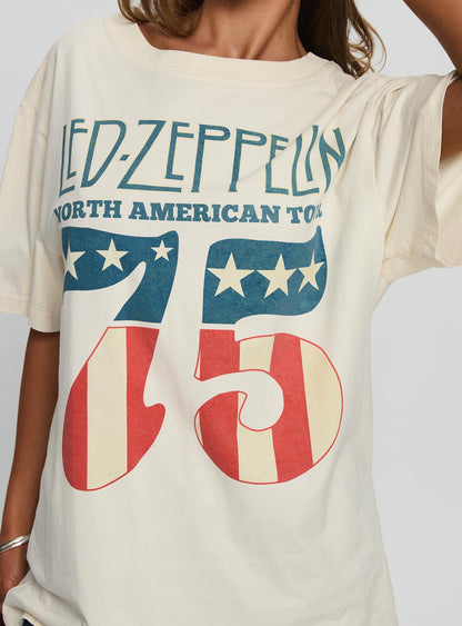4th July Led Zepplin Oversized Tee White