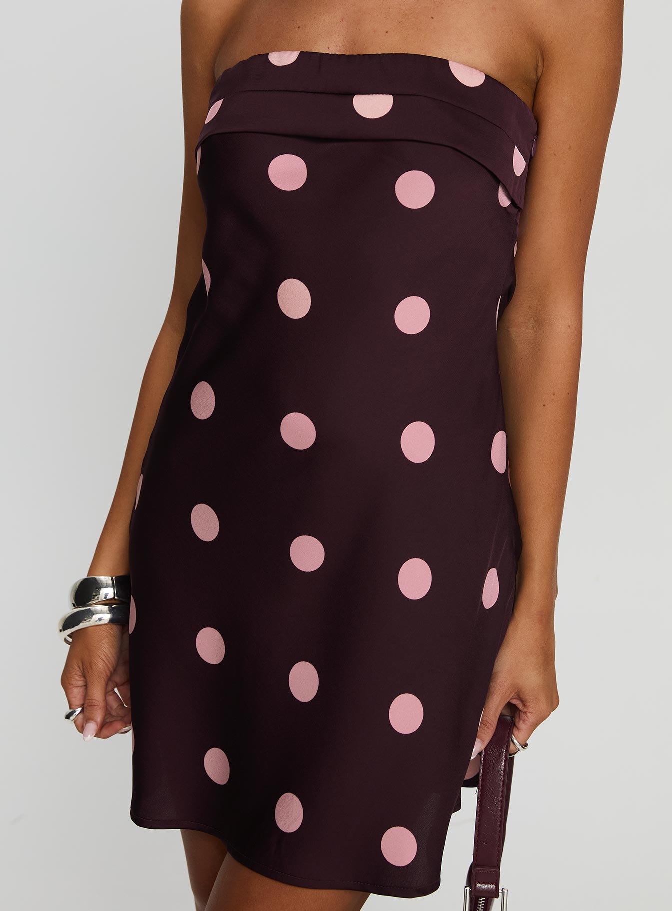 Phillipa Mini Dress Plum / Pink Polka Dot