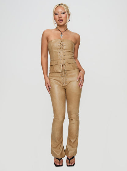 Roddie Lace Up Pants Brown