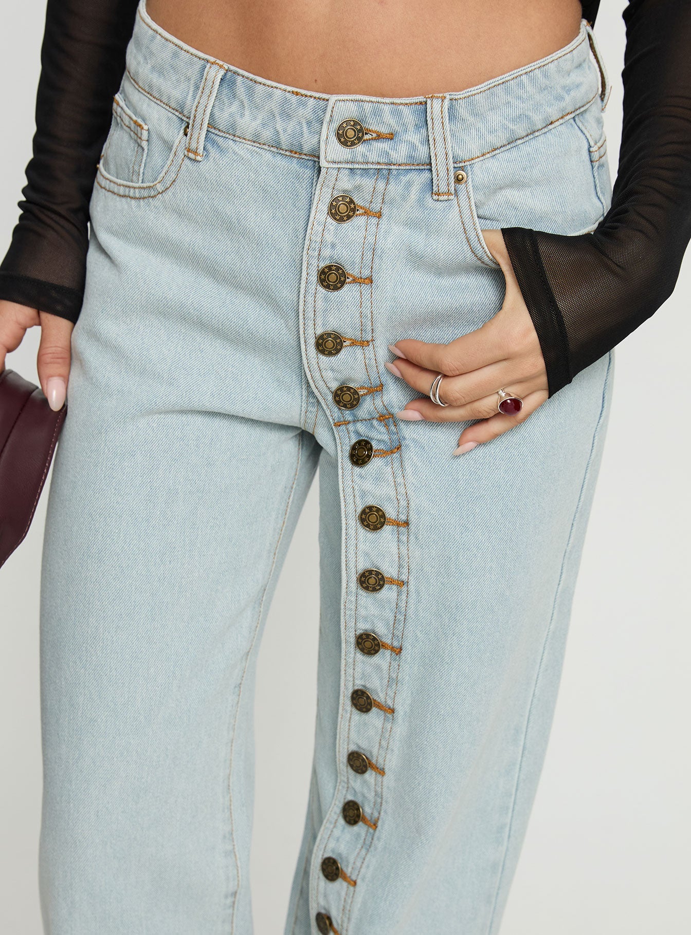 Penny Mid Rise Straight Leg Jeans Light Denim