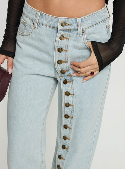Penny Mid Rise Straight Leg Jeans Light Denim