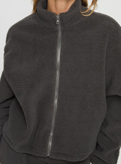 Siberia Fleece Zip Up Jumper Charcoal