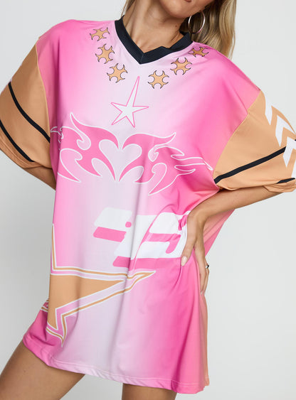 Moto Angel Graphic Top Pink / Orange