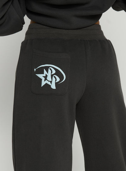Princess Polly Stargirl Wide Leg Sweat Pants Charcoal