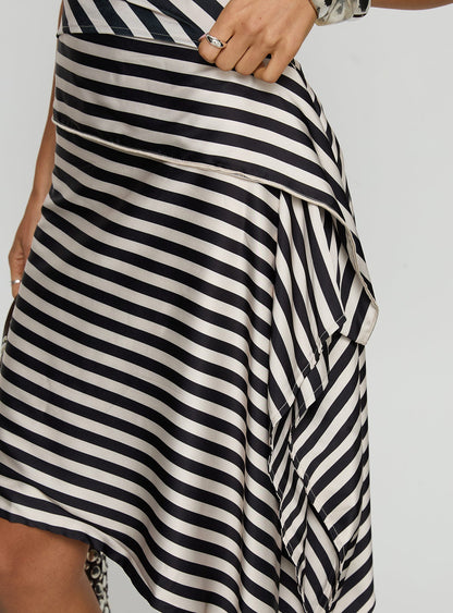 Allure Midi Skirt Noir Stripe