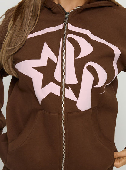 Princess Polly Stargirl Zip Through Jumper Brown
