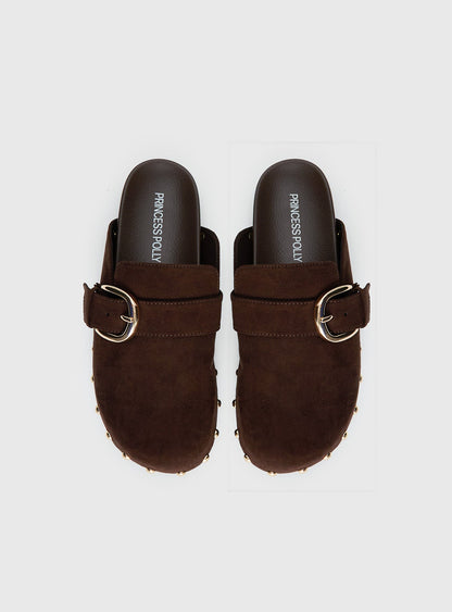 Way Life Goes Stud Detail Clogs Chocolate