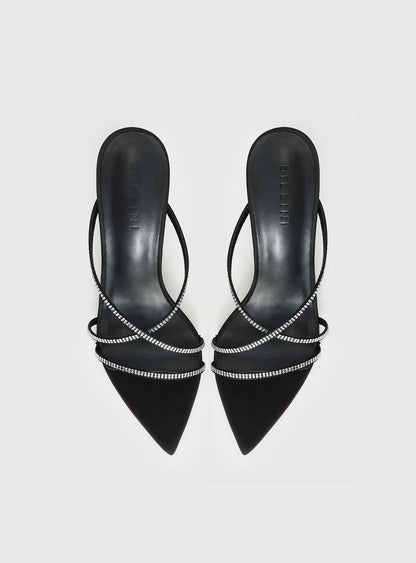 Billini Effy Heels Black Satin Diamante