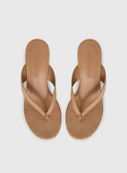 Kamiko Wedged Heels Tan Faux Suede