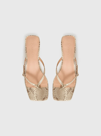 Veyla Square Toe Thong Heels Snake