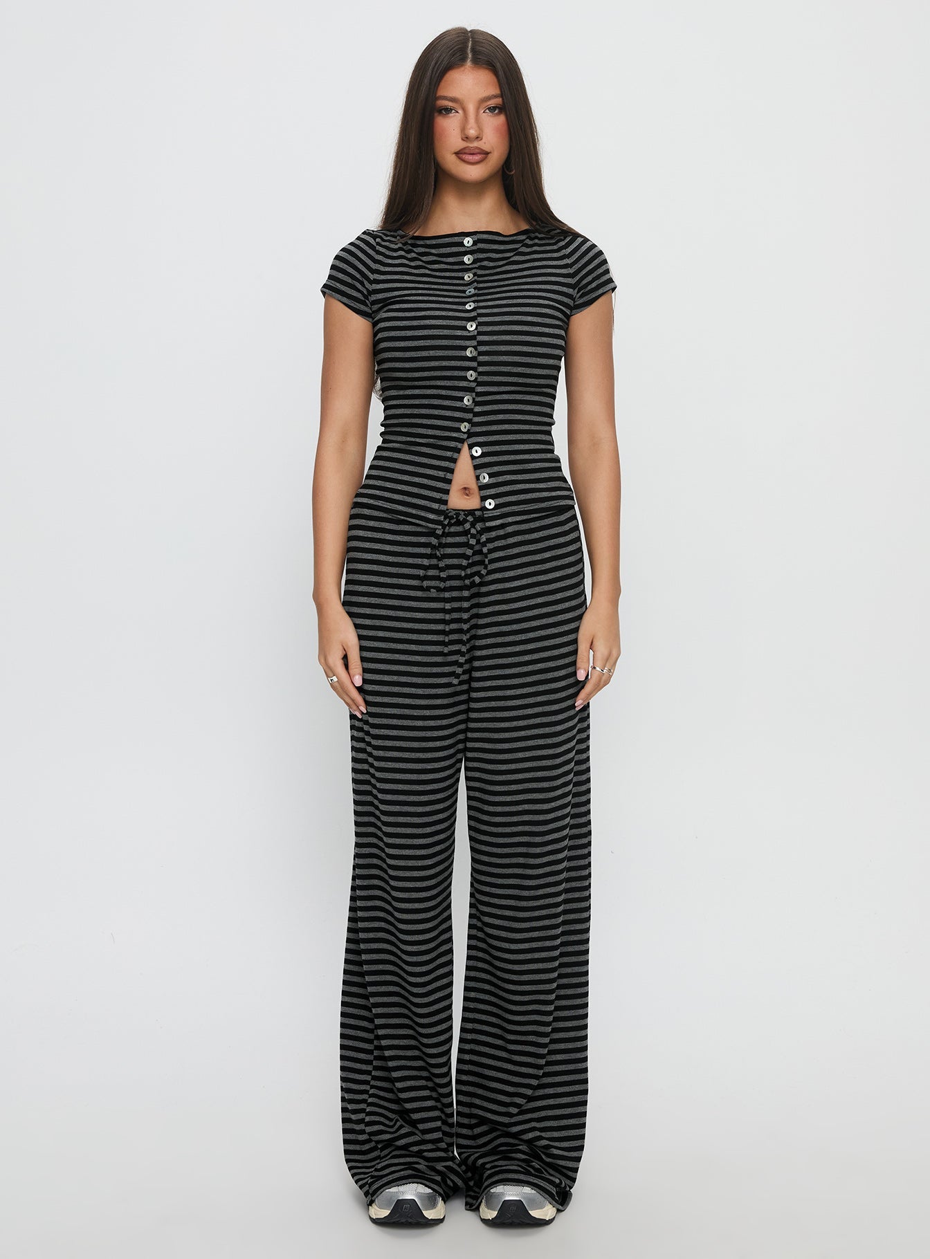 Gavrielle Jersey Wide Leg Pants Stripe