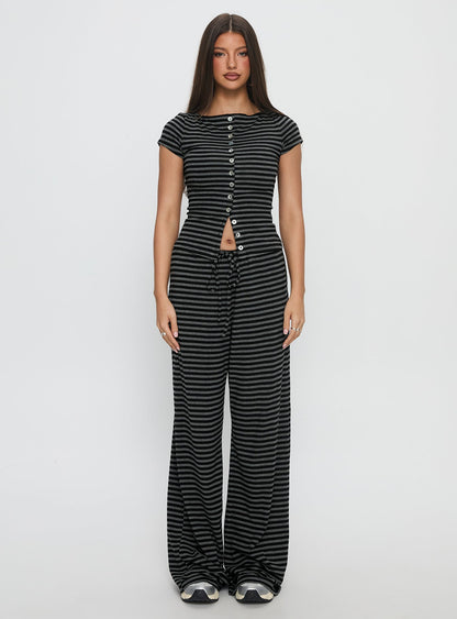 Gavrielle Jersey Wide Leg Pants Stripe