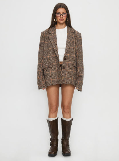 Ayvanna Mini Shorts Brown Check