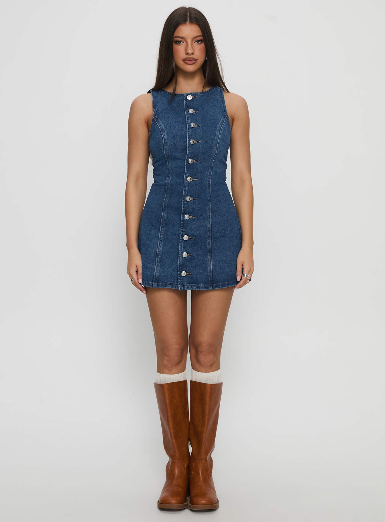 Yumiko Denim Romper Mid Wash