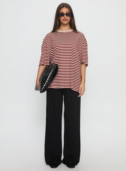 Kieryn Oversized Top Red Stripe