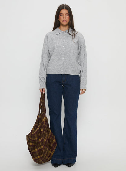 Nadyna Collared Cardigan Grey Marle