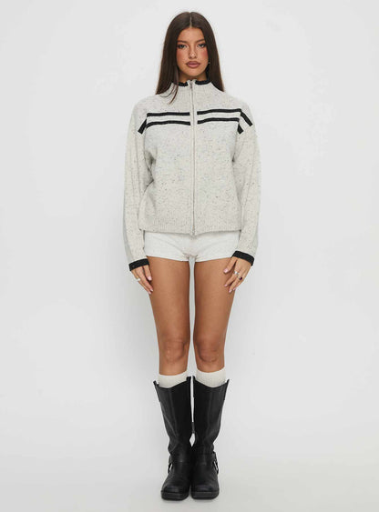 Overstayed Zip Through Cardigan Grey