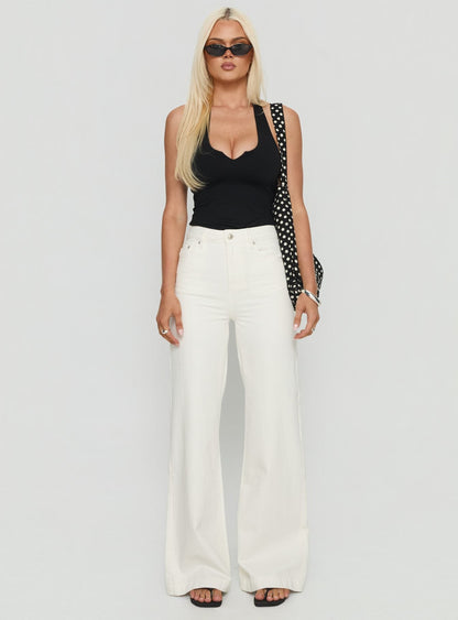 Goldie High Rise Wide Leg Jeans White