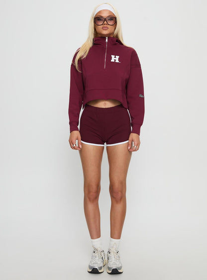 Harvard Buttersport Half-zip Hoodie Crimson