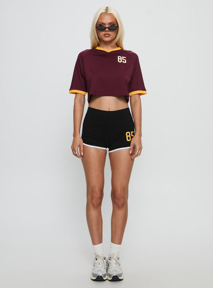 ASU Cropped Soccer Jersey Tee Maroon