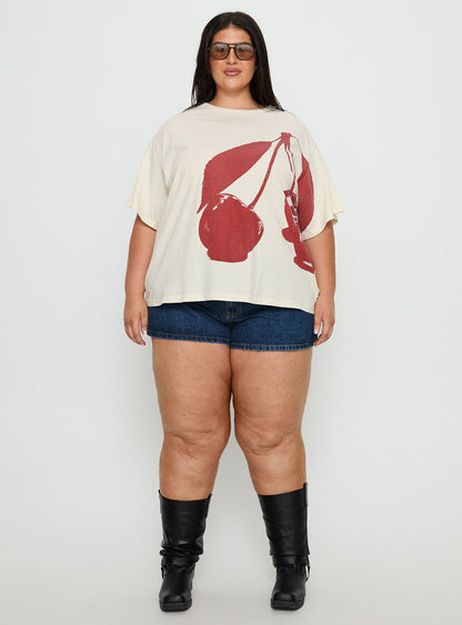 Cherrie Amore Oversized Tee White Curve