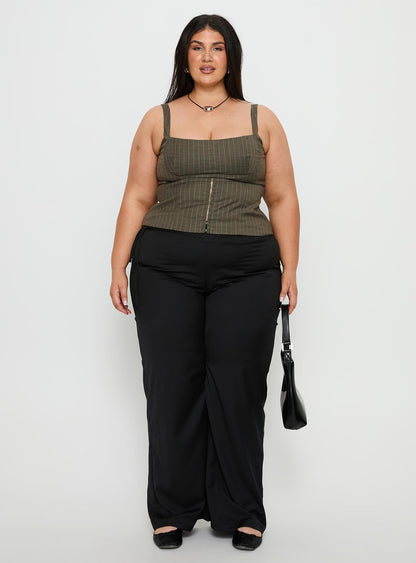 Nylen Tailored Suiting Top Brown Pinstripe Curve