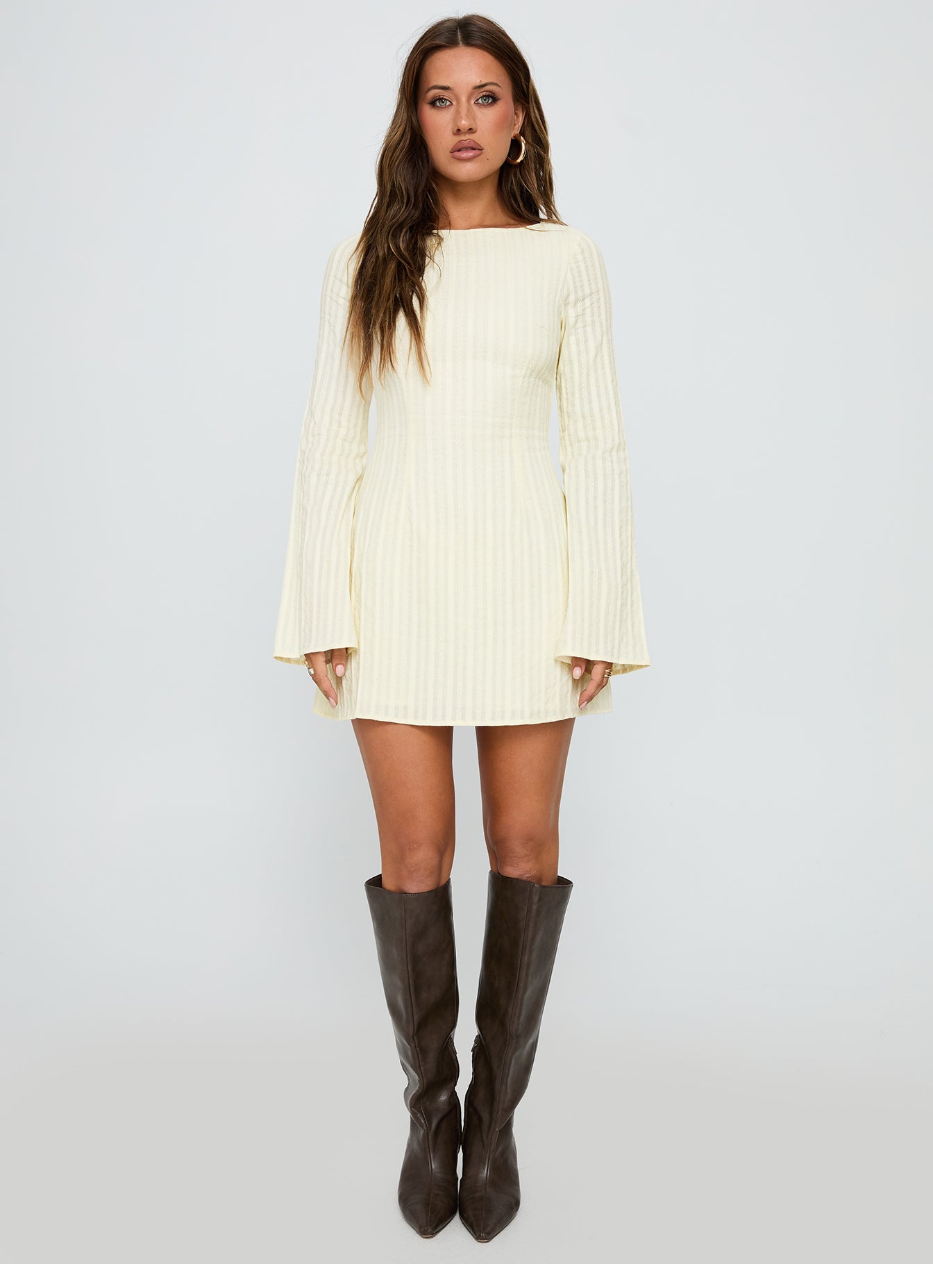 Alfalfa Long Sleeve Mini Dress Cream