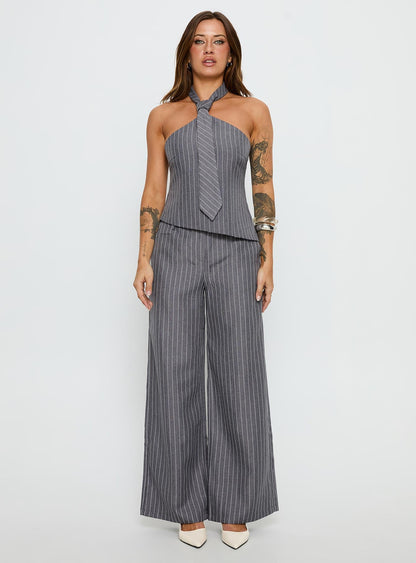Uvelia Tailored Pants Grey Pinstripe