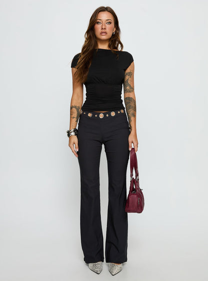 True Grit Eyelet Flare Pants Grey