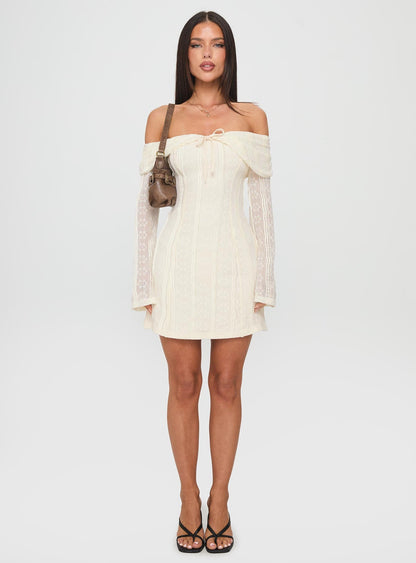 Colettie Long Sleeve Mini Dress Cream