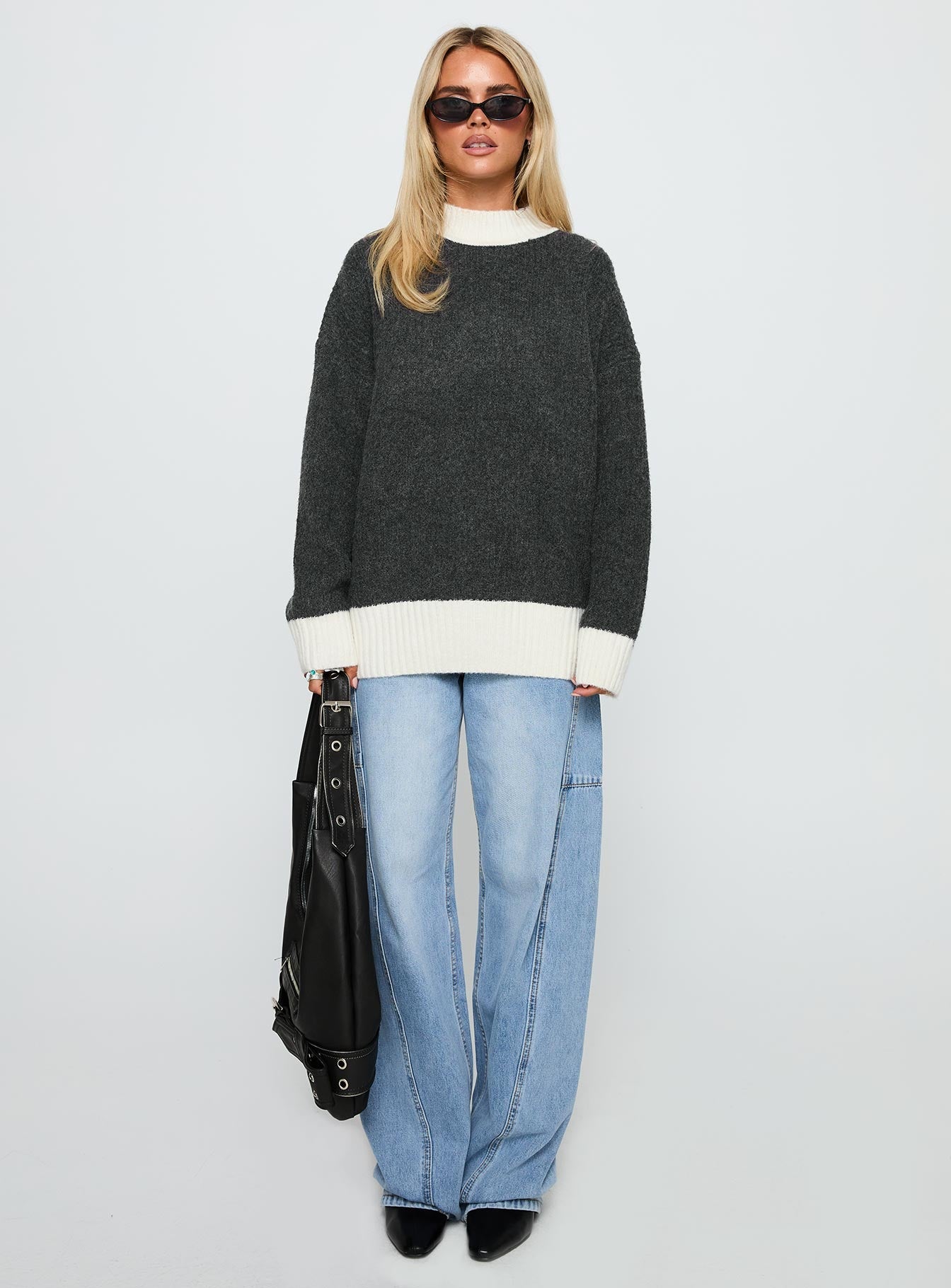 Broken Hearts Club Knit Sweater Grey