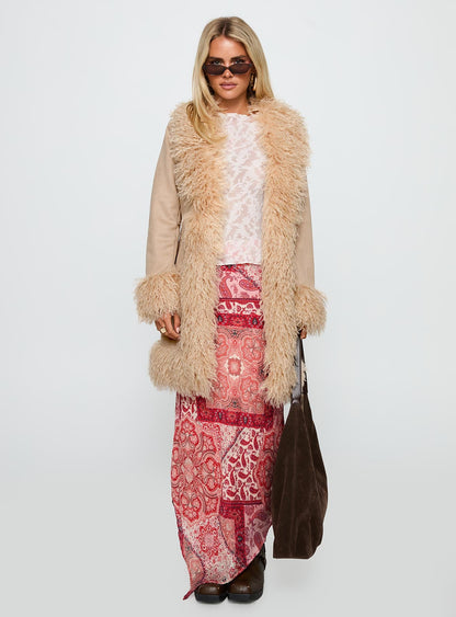 Josefina Faux Fur Detail Jacket Beige