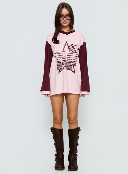 Starletta Long Sleeve Moto Top Pink