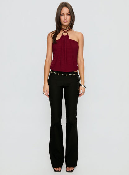 Hedlea Draped Ring Detail Top Wine