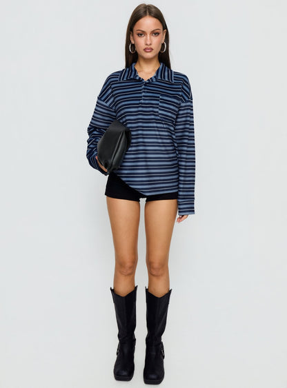 Mystris Collared Jumper Blue Stripe