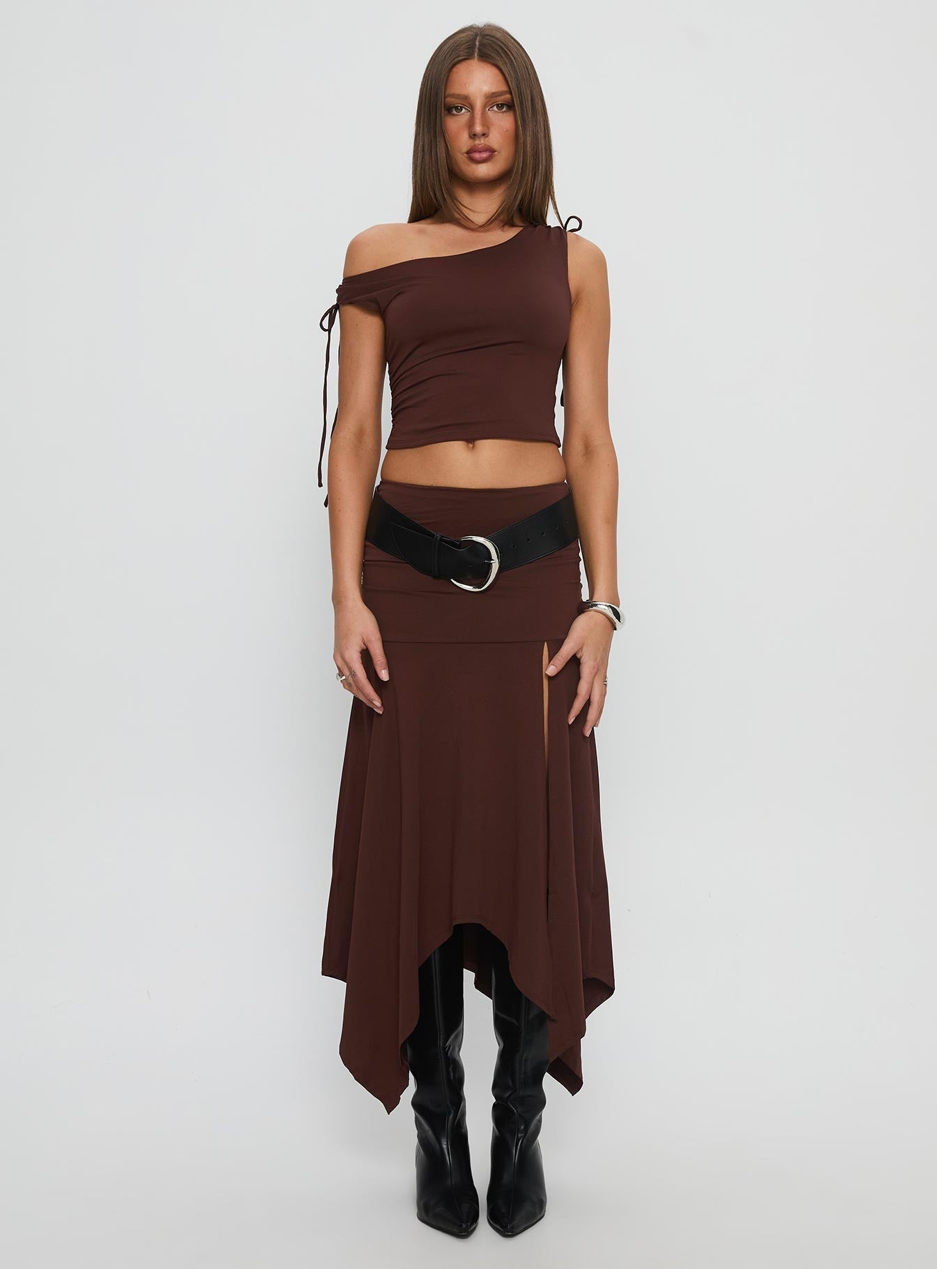 Azlynn Off Shoulder Set Brown