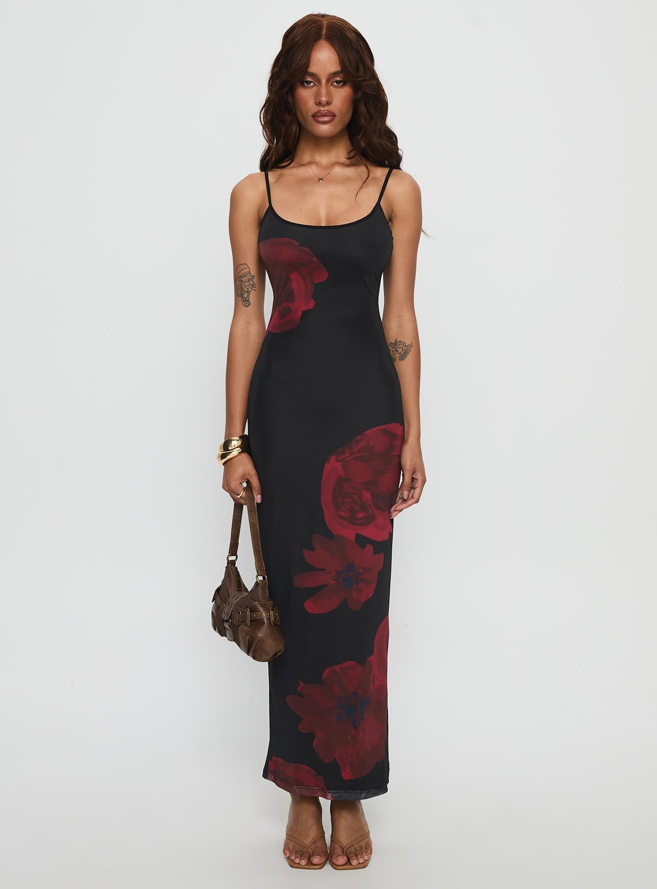Lucky to Love Maxi Dress Black / Red Floral