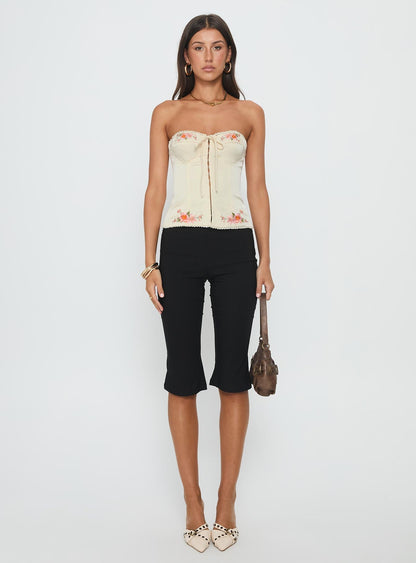 Jazzy Strapless Corset Top Cream Floral