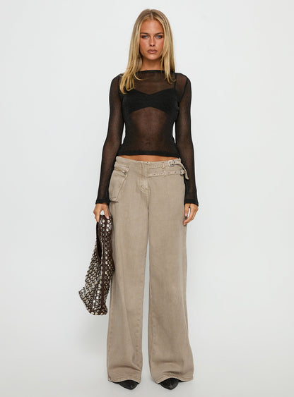 Perfect Mirage Sheer Long Sleeve Top Black