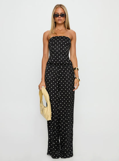 Powdered Sugar Strapless Set Black Polka