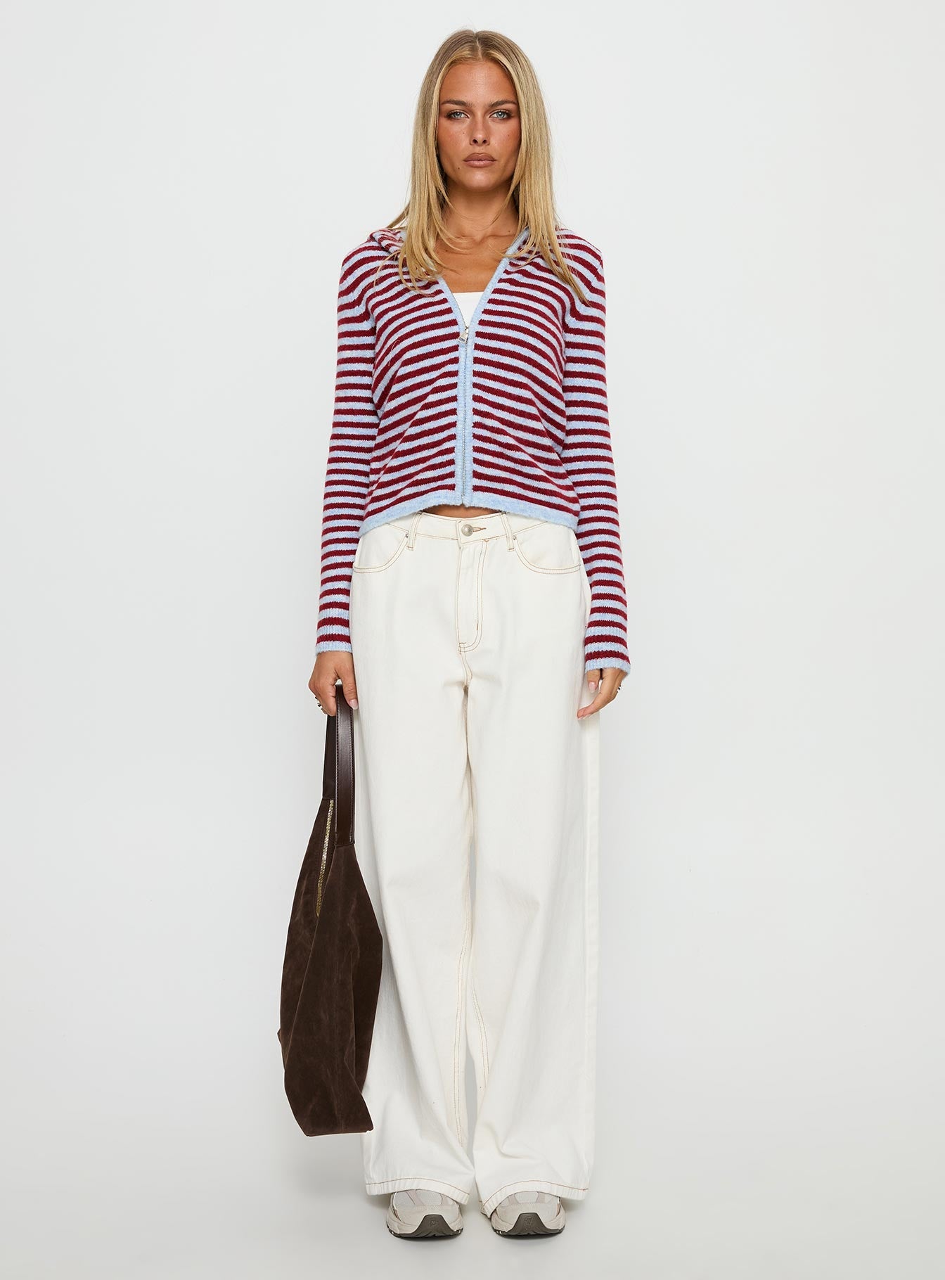 Superstars Zip Through Hoodie Blue / Red Stripe