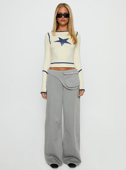 Starshot Long Sleeve Graphic Top Cream
