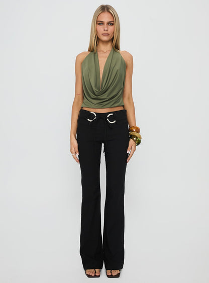 Twinflame Low Rise Hardware Pants Black