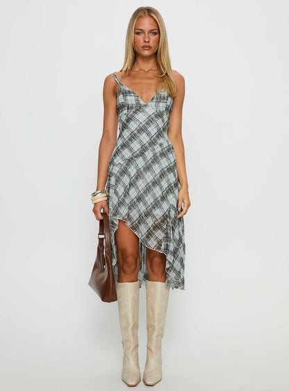 Murisa Asymmetrical Midi Dress Multi Check