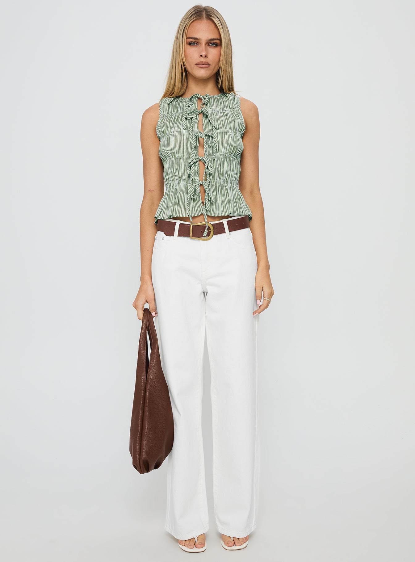 Serenitia Mid Rise Straight Leg Relaxed Jeans White Wash