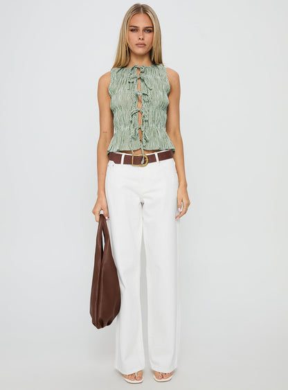 Serenitia Mid Rise Straight Leg Relaxed Jeans White Wash