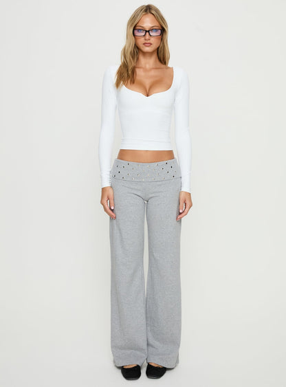 Nevivi Foldover Studded Pants Grey Marle