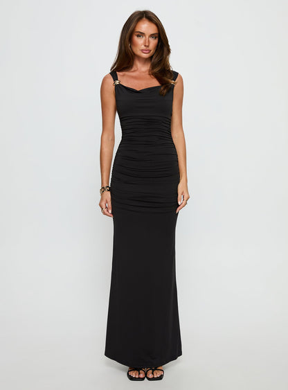 Yakira Halter Cut Out Maxi Dress Black
