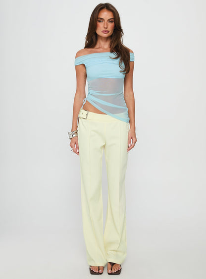 Vesira Mesh Off Shoulder Top Blue