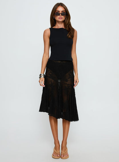 Mellissa Sheer Textured Midi Skirt Black